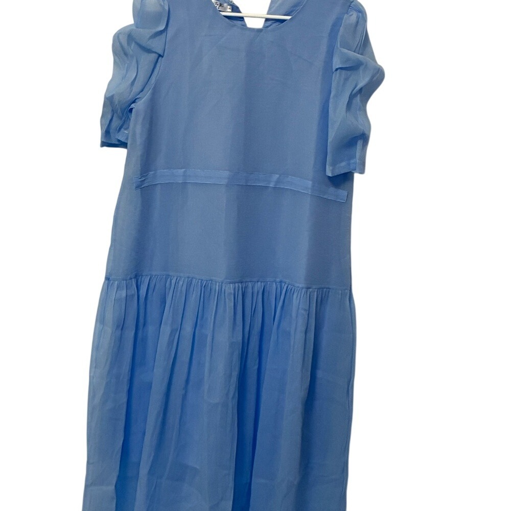 NWT Light Blue Sheer Drop Waist Tiered Midi Dress Small